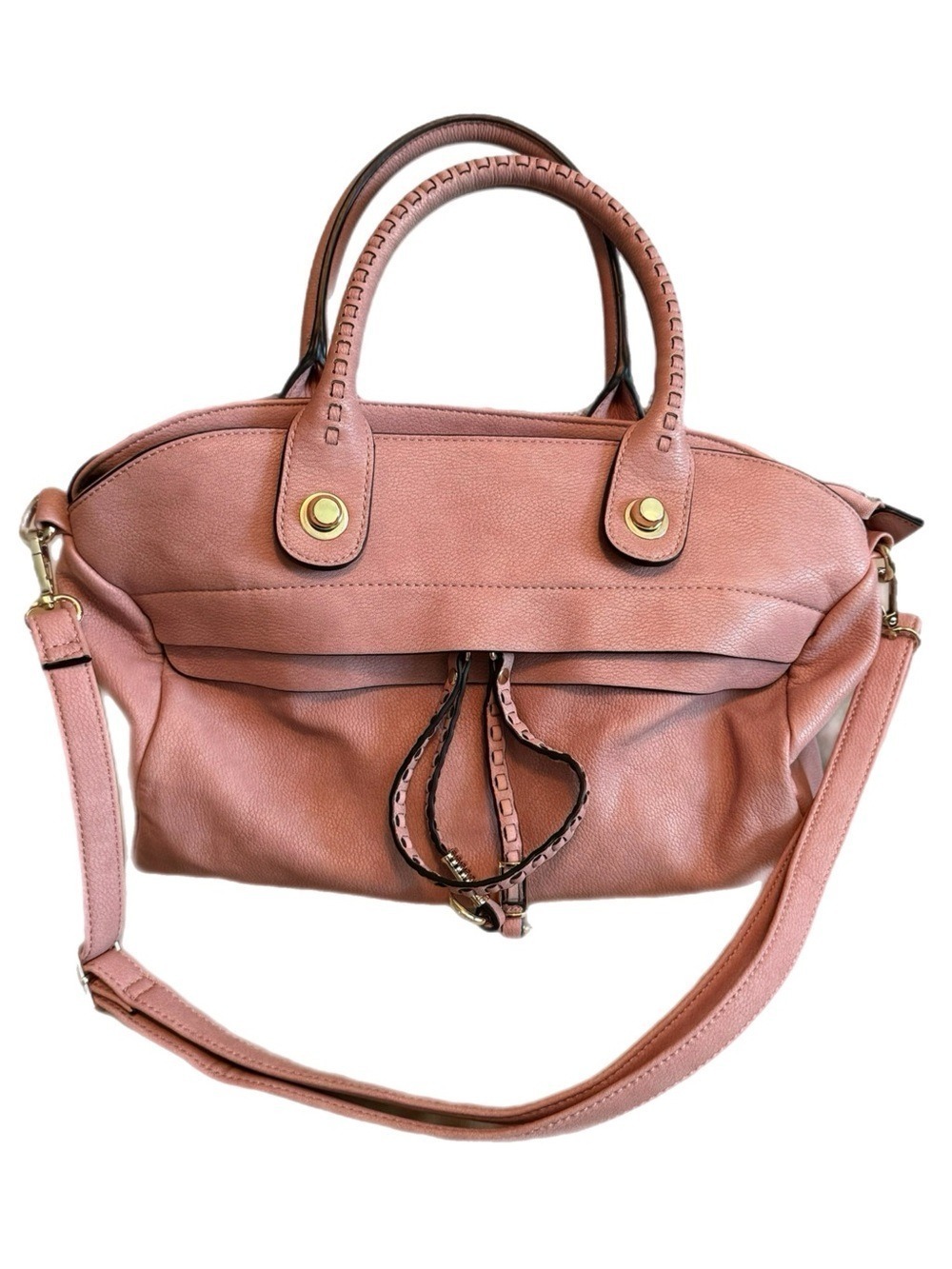 Kohl's Dusty Rose Faux Leather Pocket Tote Satchel with Gold Hardware
